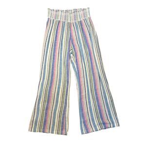 Indigo Rein Linen Blend Pastel Striped Wide Leg Pull On Pants XL